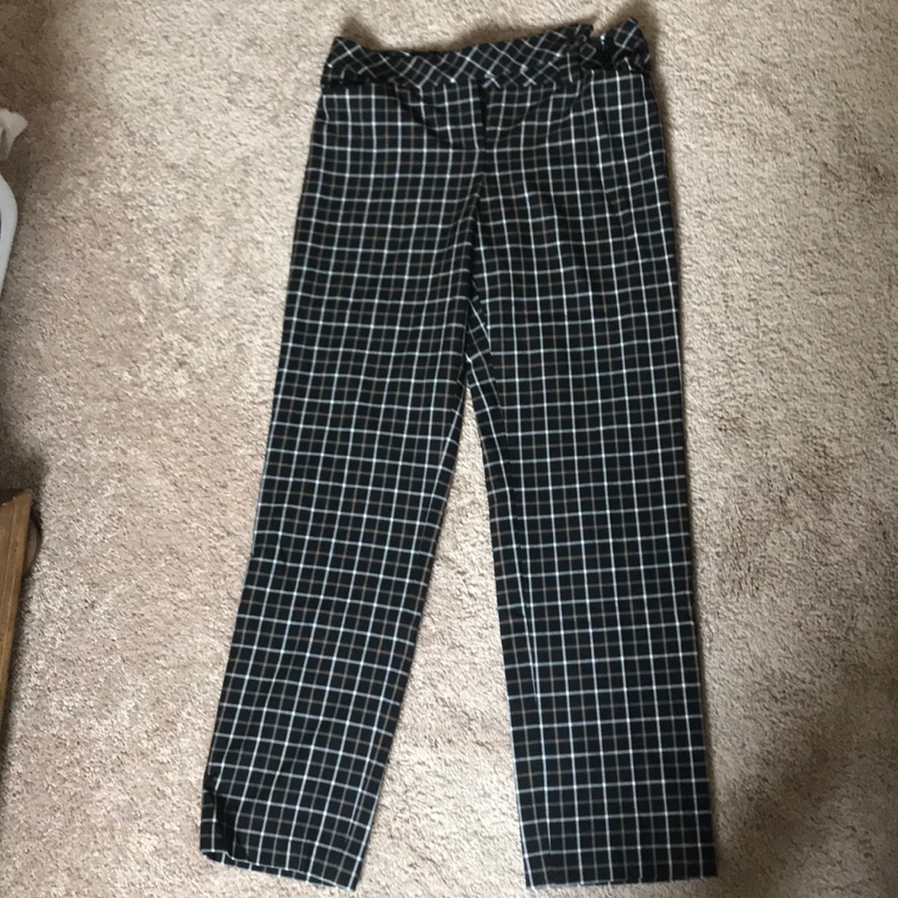 Tan/white/black checked pants